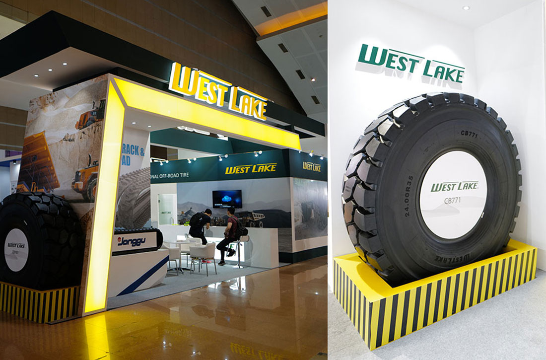 ZC Rubber displaying tires at the Jakarta international expo in Indonesia