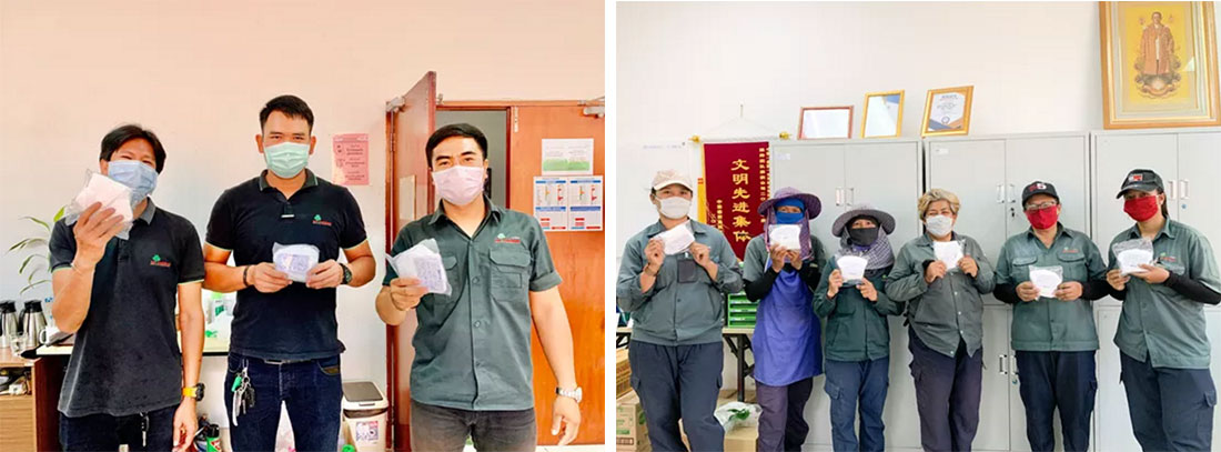 ZC Rubber Thai employees received masks from the company.